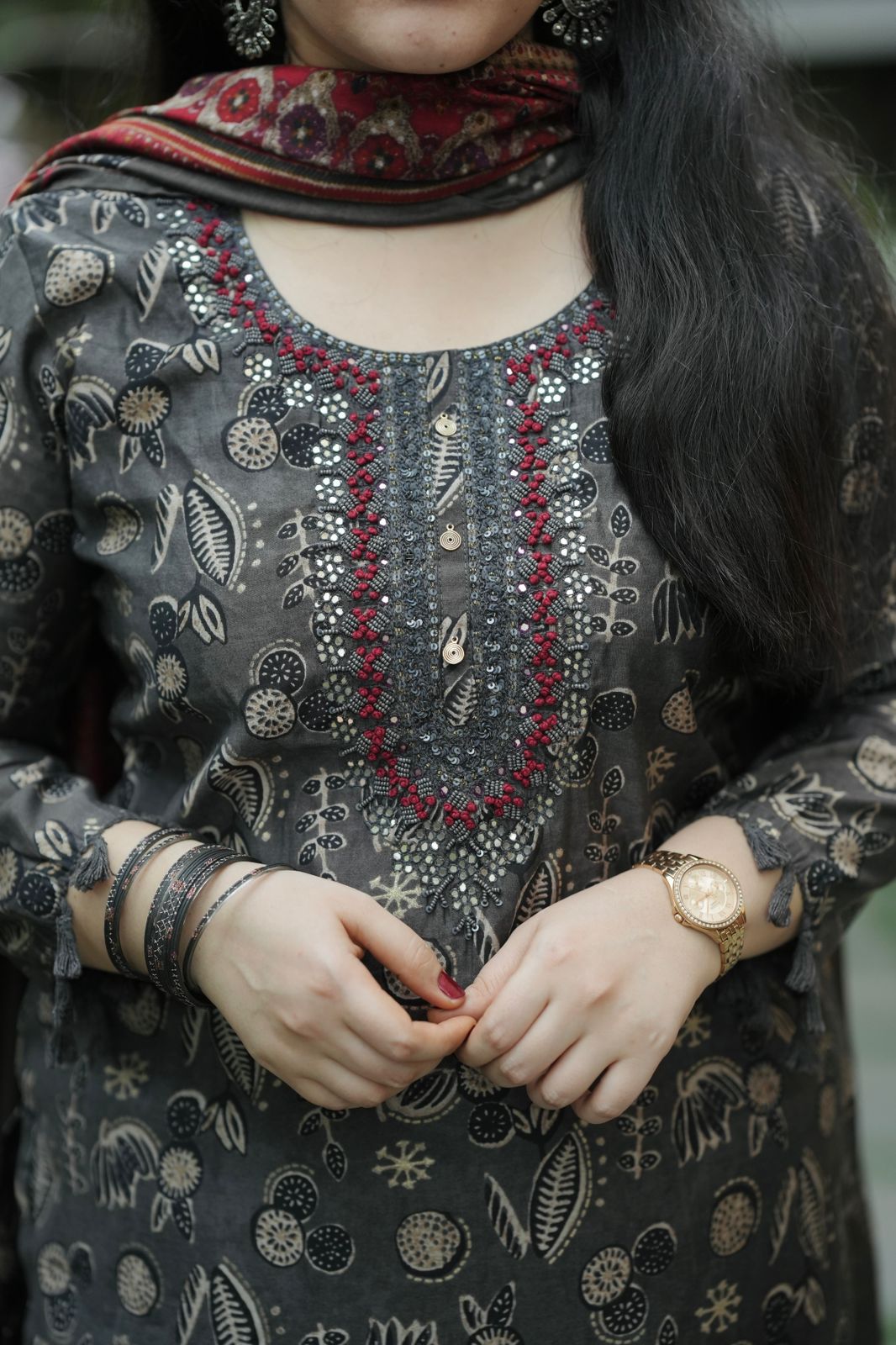 Premium digital printed modal silk kurta set