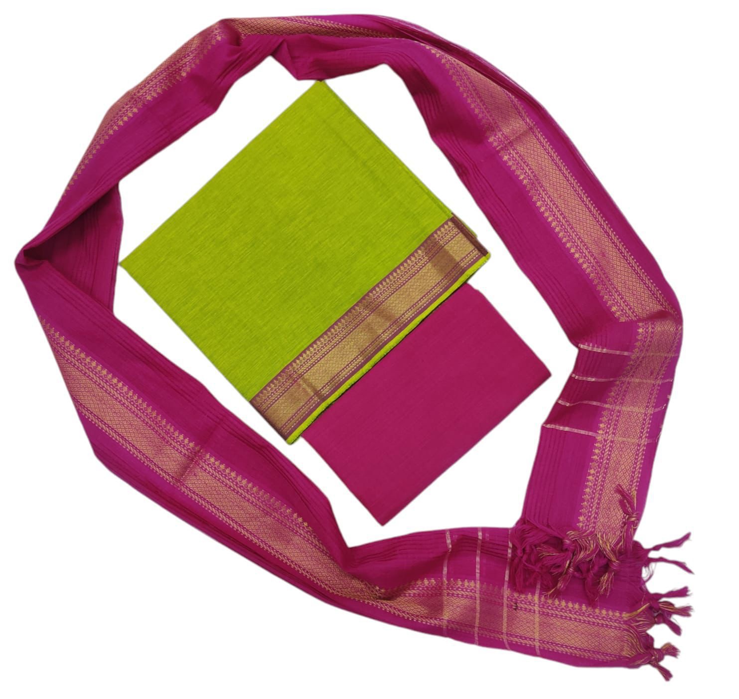 Mangalagiri cotton unstitched green