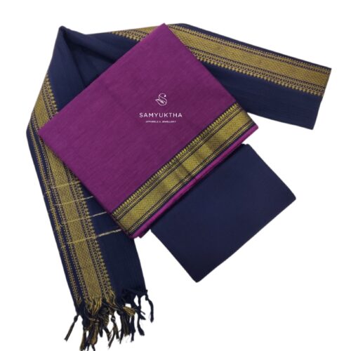 Mangalgiri unstitched set pink/blue