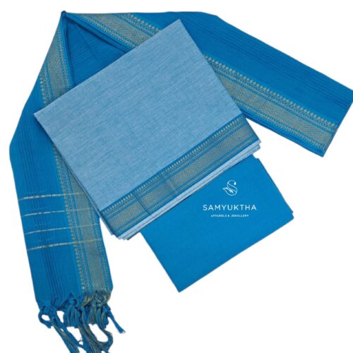 Mangalagiri unstitched set blue