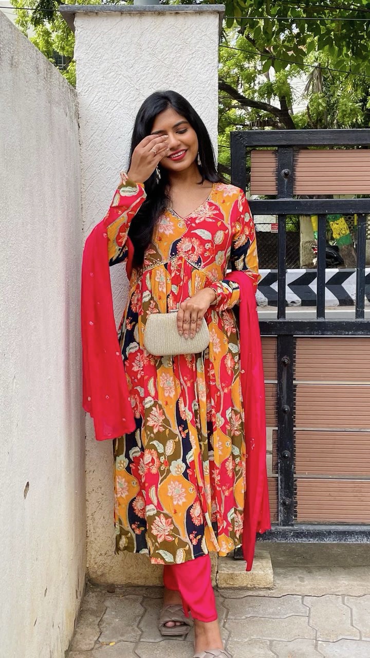 Premium chinon kurta set