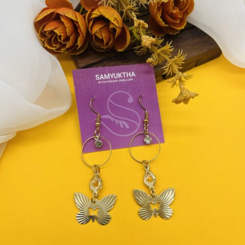 Gold tone butterfly earrings