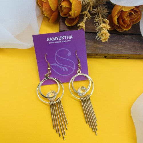 Gold-Toned Hoop Dangler Earrings