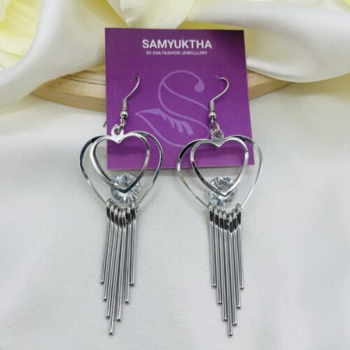 Heart Tassel Dangle Earrings