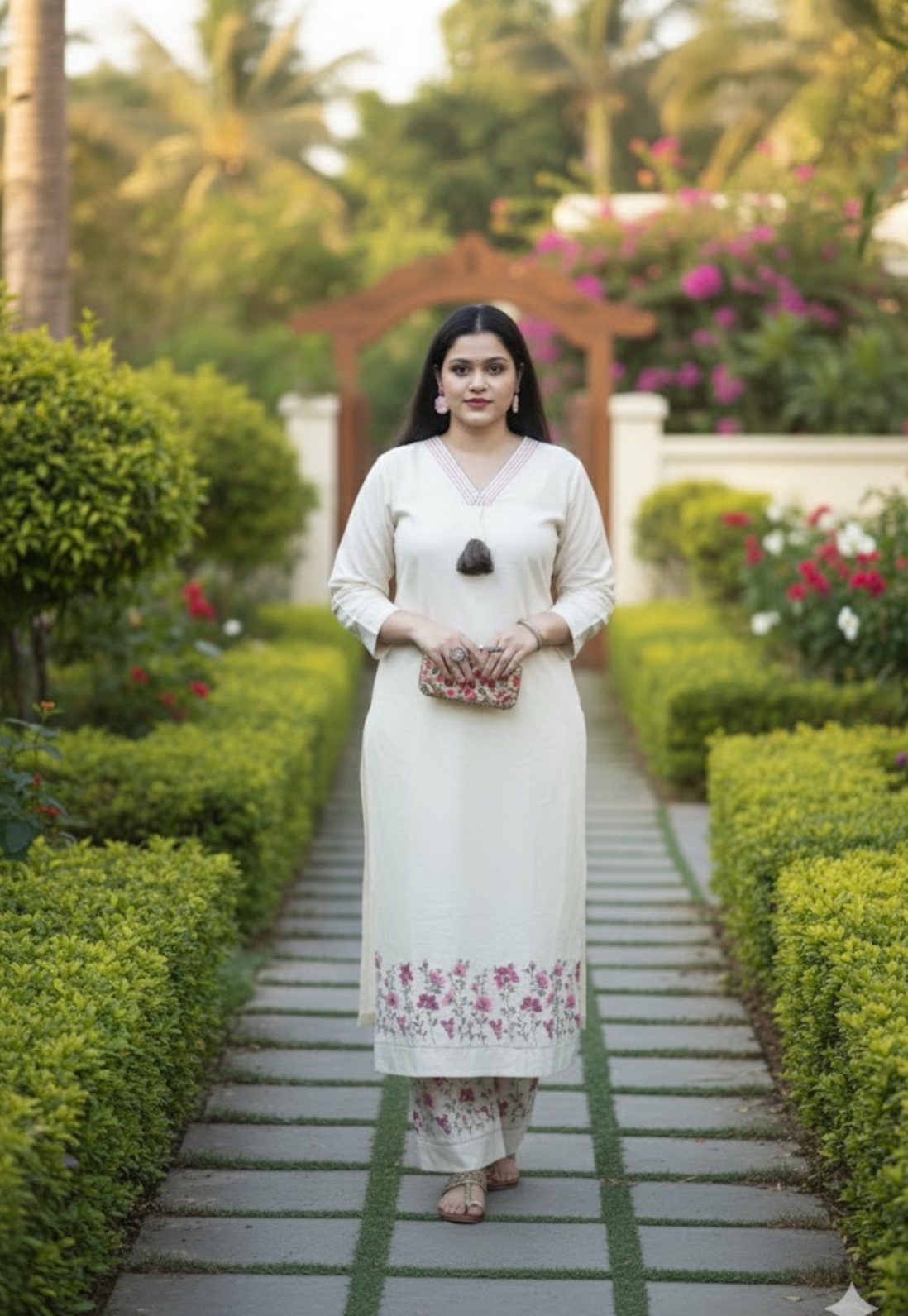 khadi cotton embroidery coord set