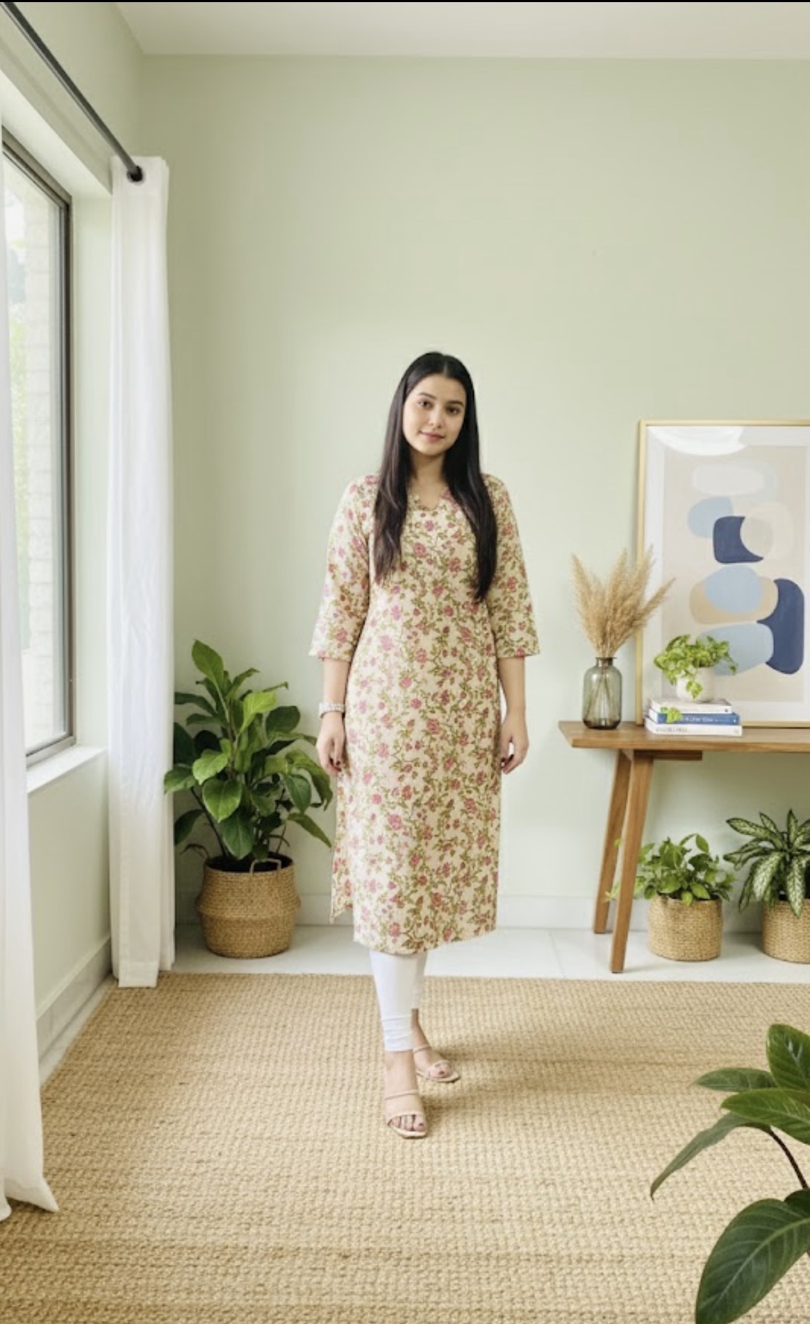 Floral Printed cotton kurta
