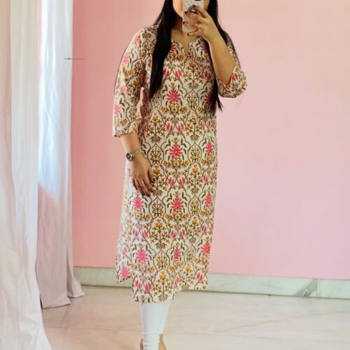 Botanical Printed cotton kurta