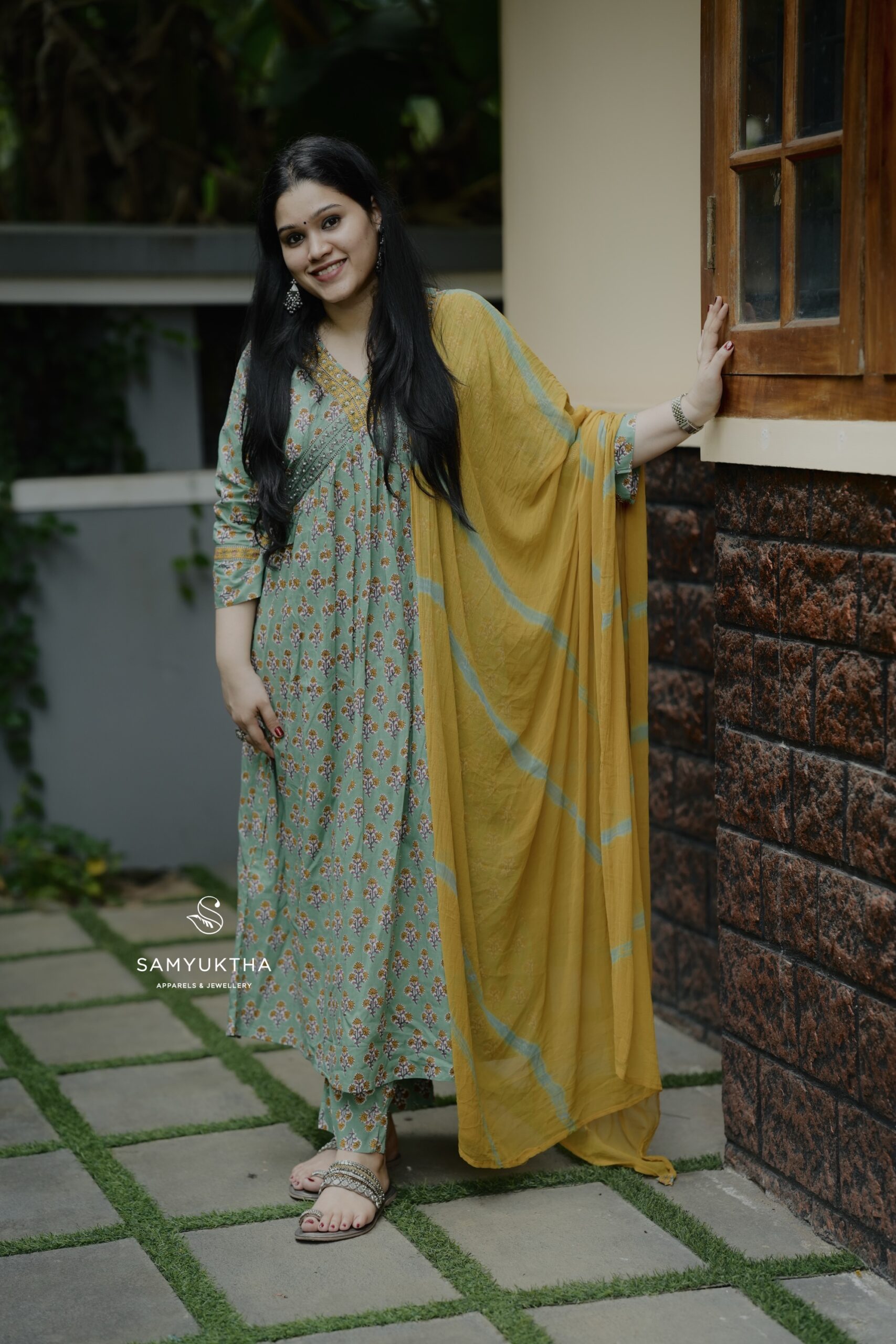 Ajrak printed Anarkali cotton set - Image 2