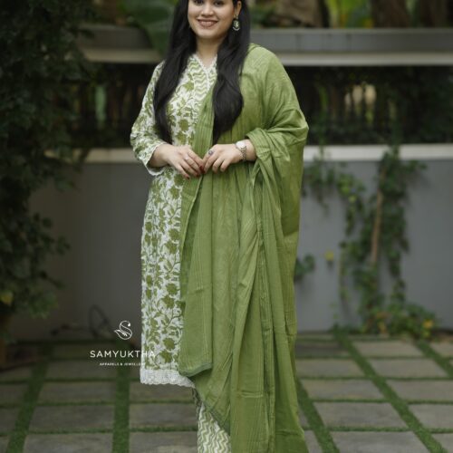 Cotton green kurta set
