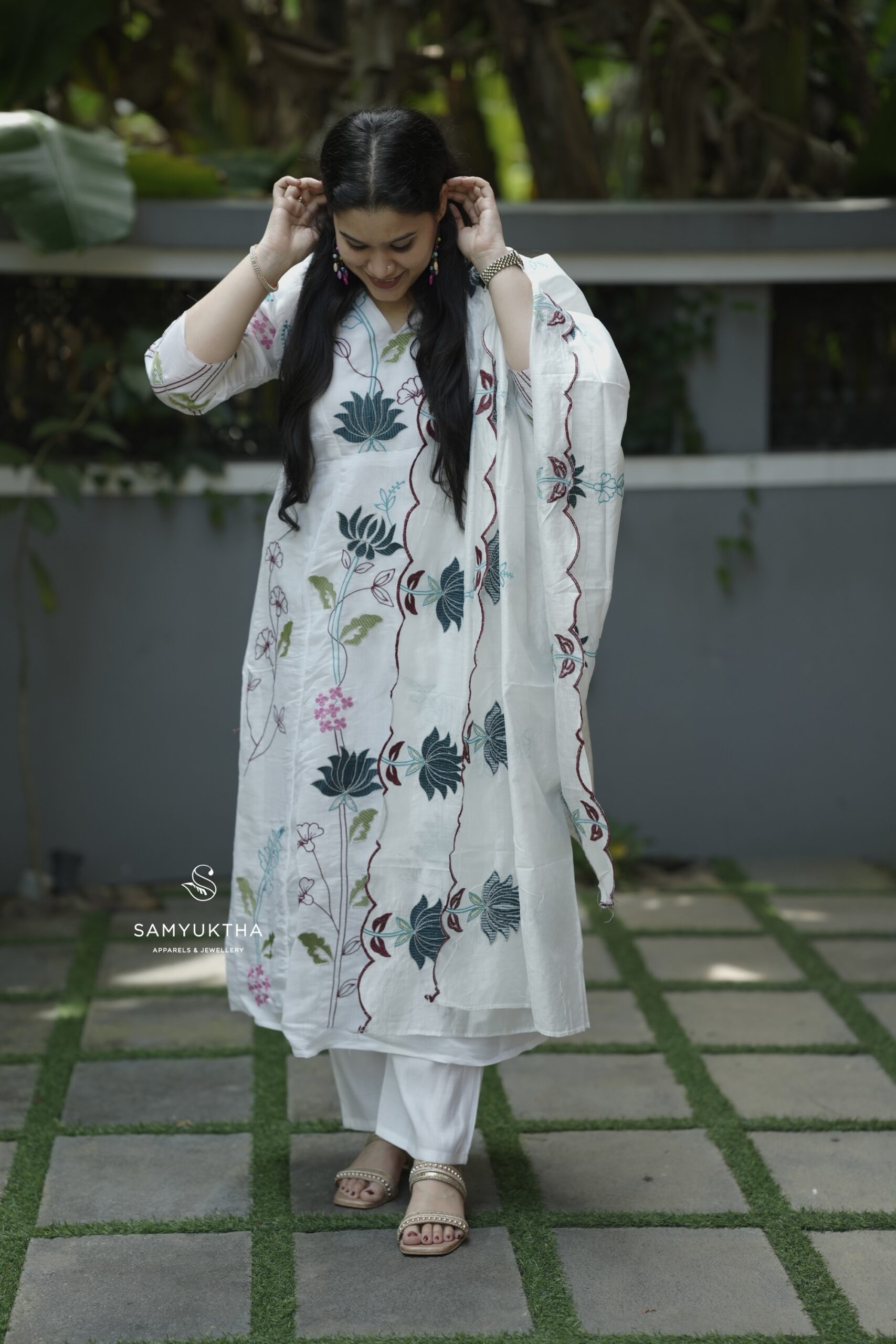 Premium mull chanderi A-line set