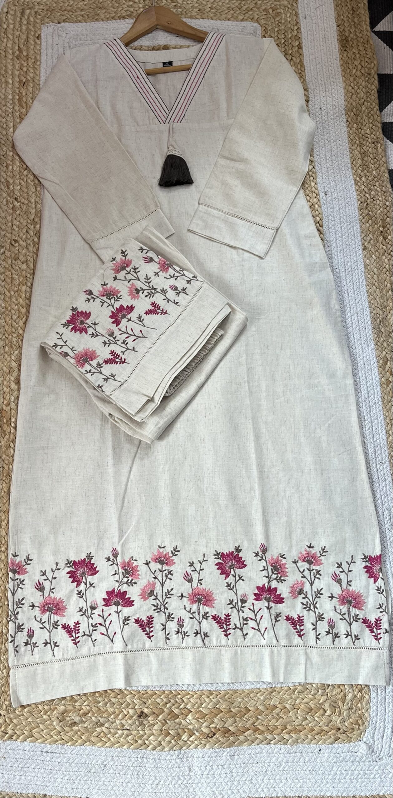 khadi cotton embroidery coord set - Image 2