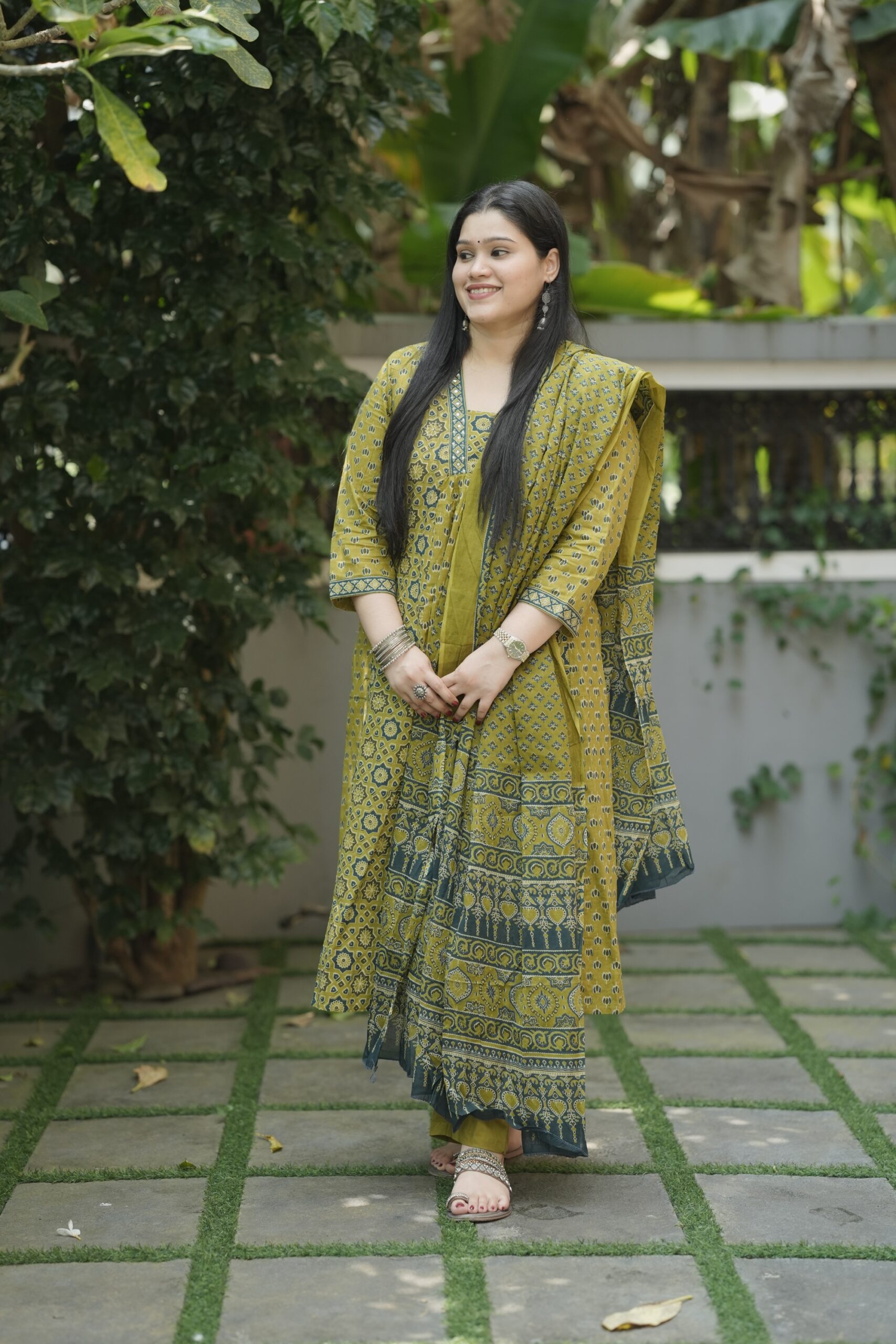 Block printed cotton kurta set