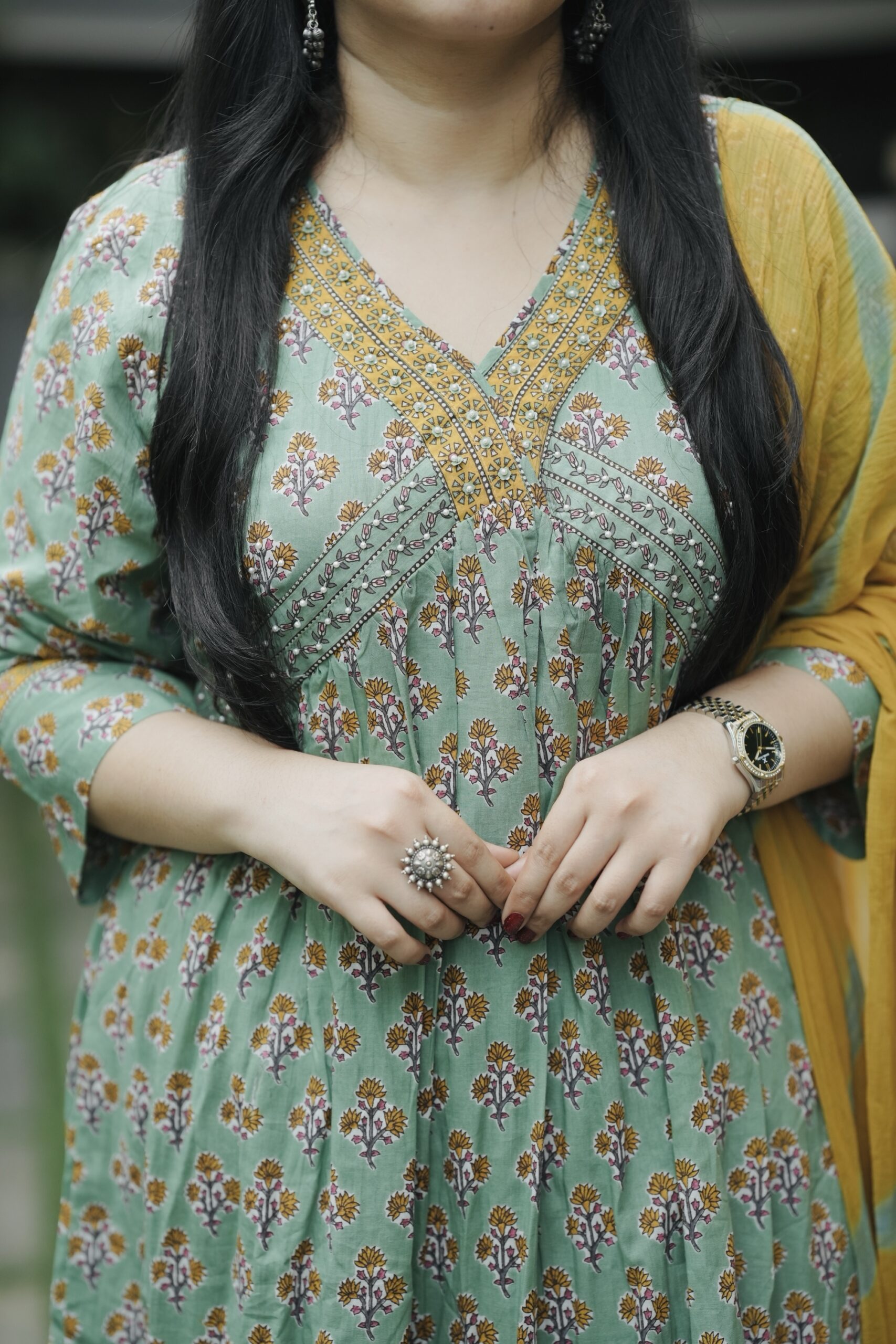 Ajrak printed Anarkali cotton set - Image 3