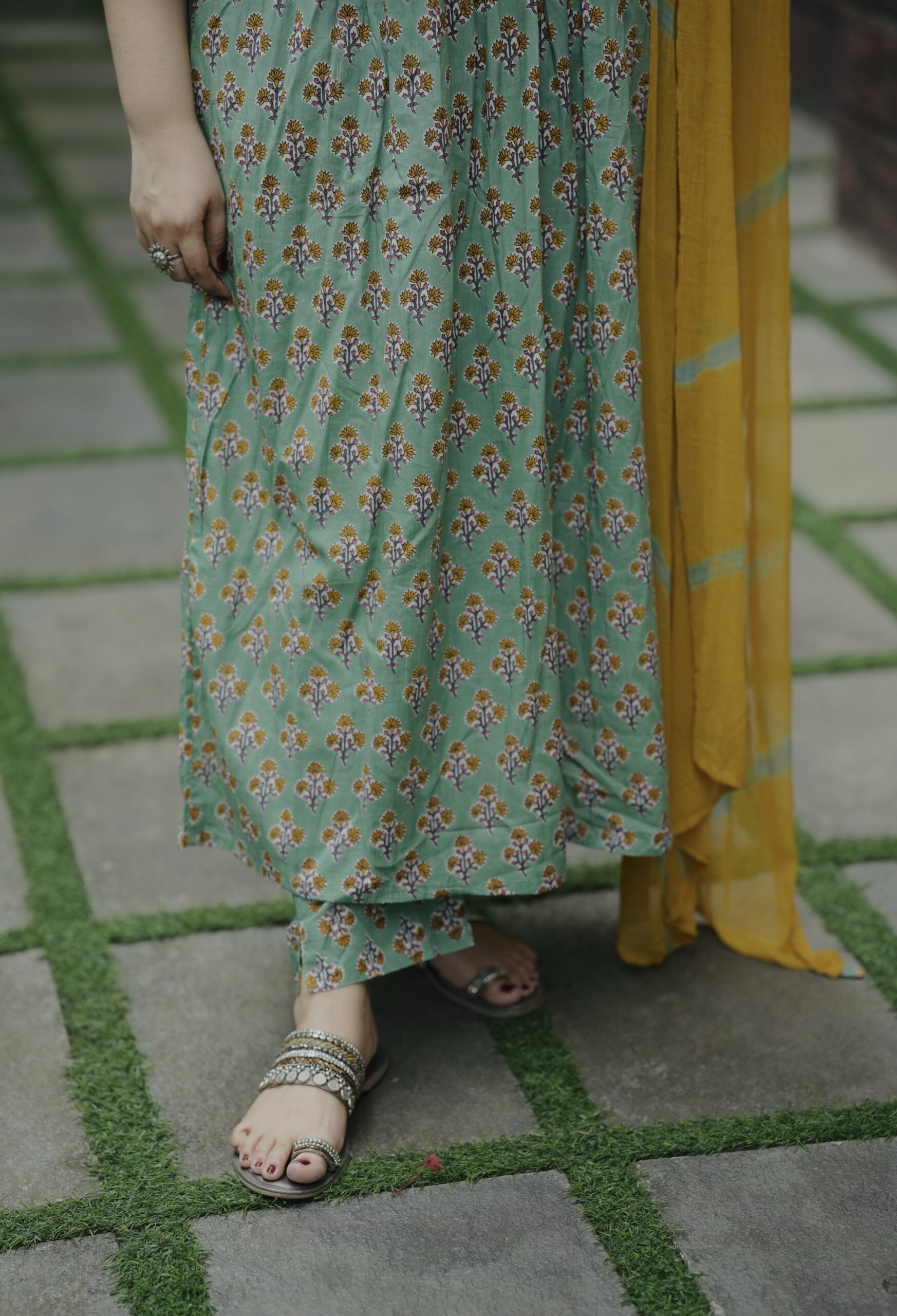 Ajrak printed Anarkali cotton set - Image 4