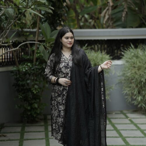 Premium muslin black kurta set