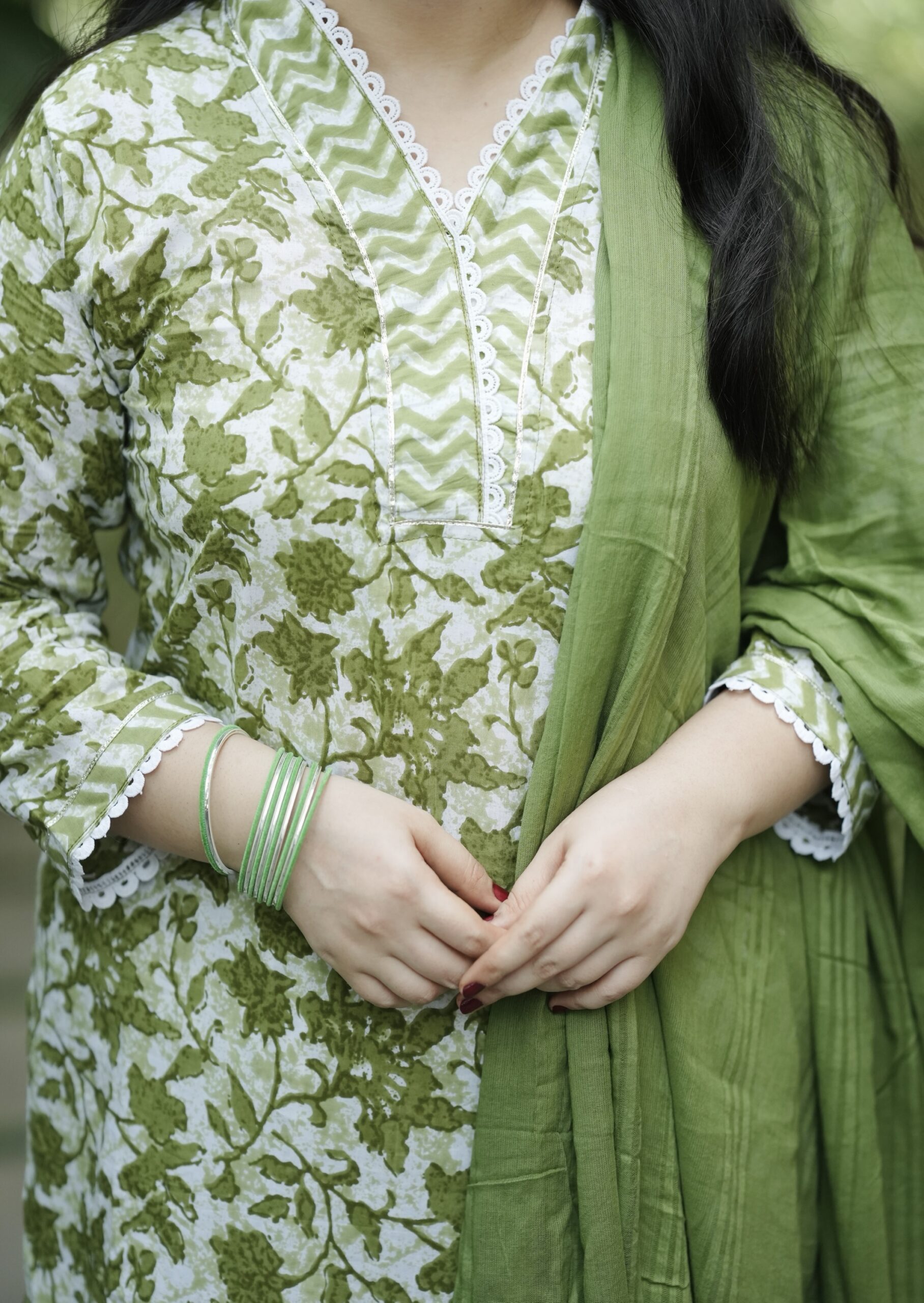 Cotton green kurta set - Image 2