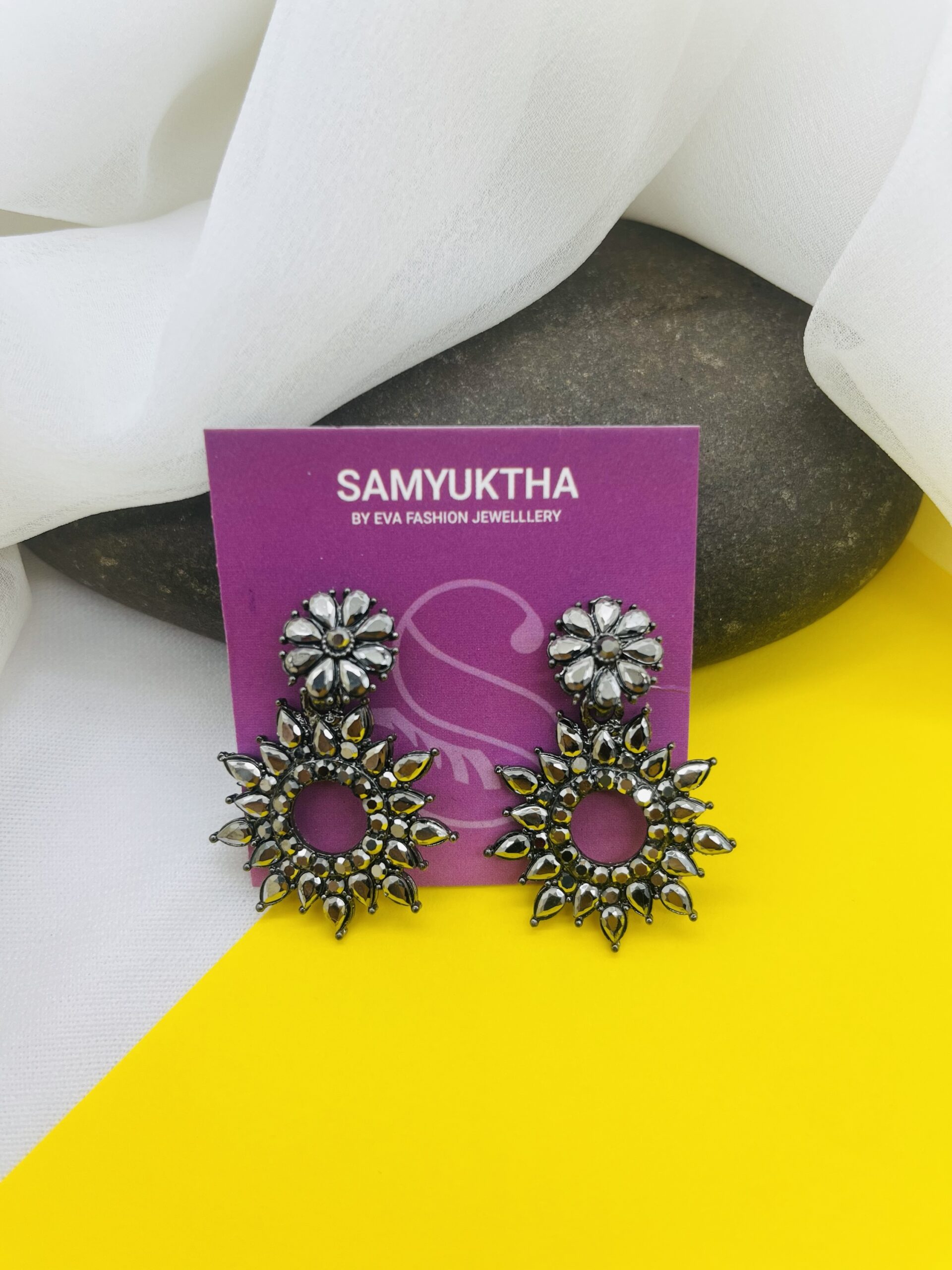 Sparkling Sunburst Drop Earrings