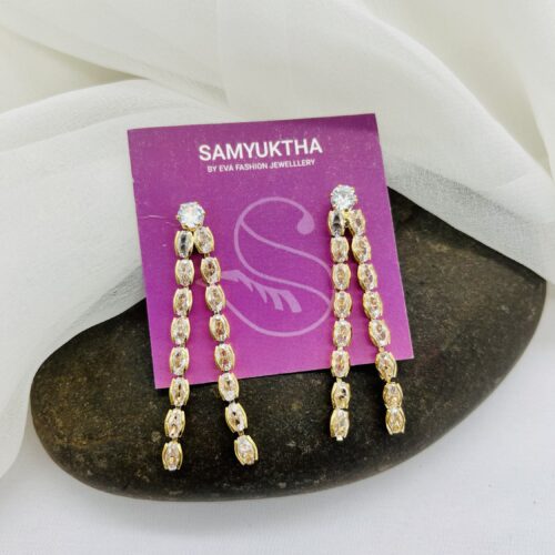 Sparkling Double-Bar Drop Earrings