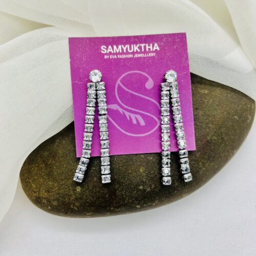 Sparkling Double-Bar Drop Earrings