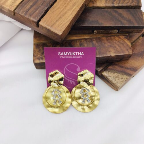 Bold Gold tone Coin Drop Earrings
