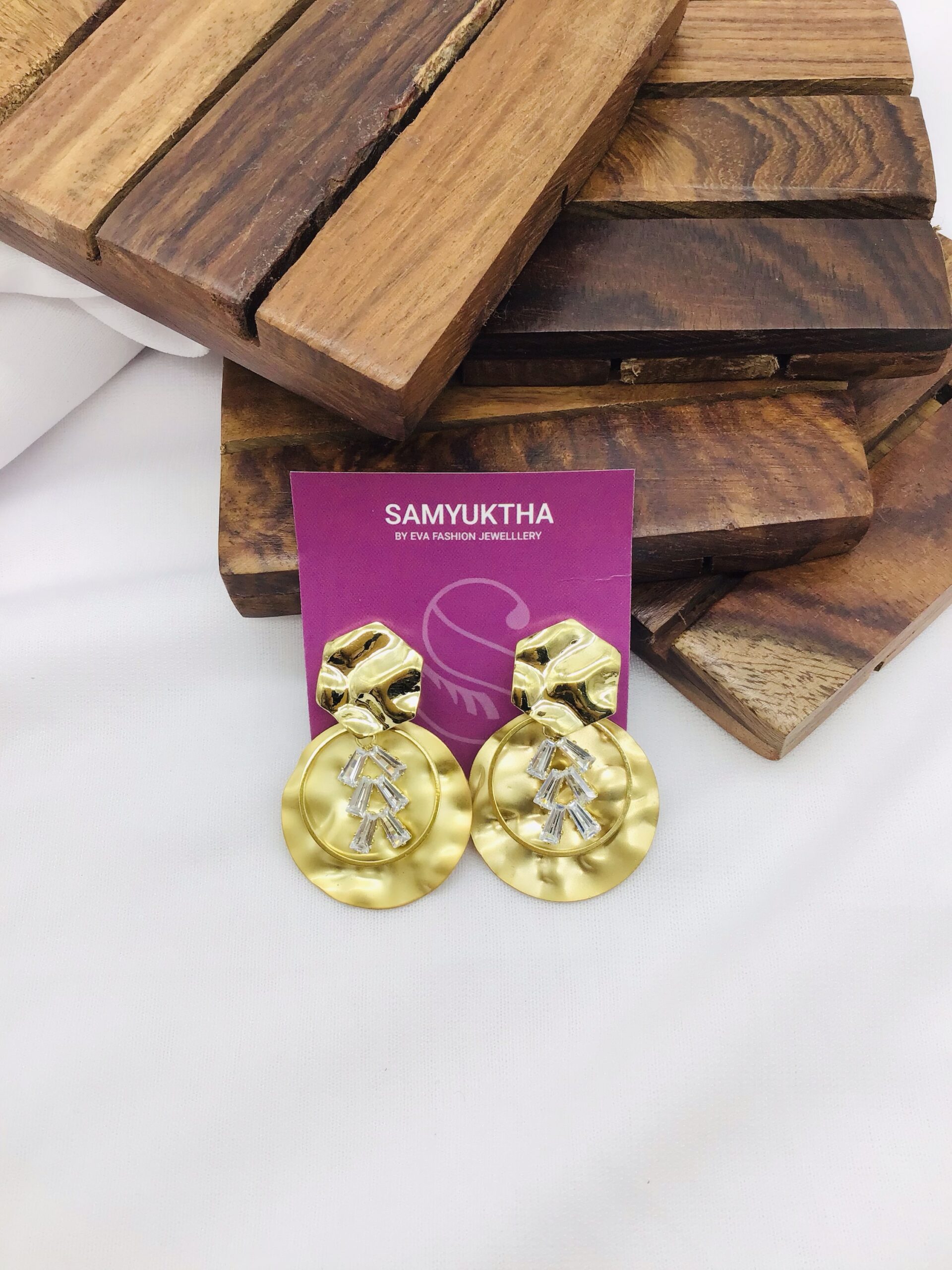 Bold Gold tone Coin Drop Earrings