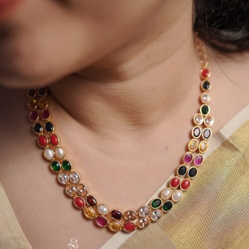 Premium 2 Layer Navaratna necklace