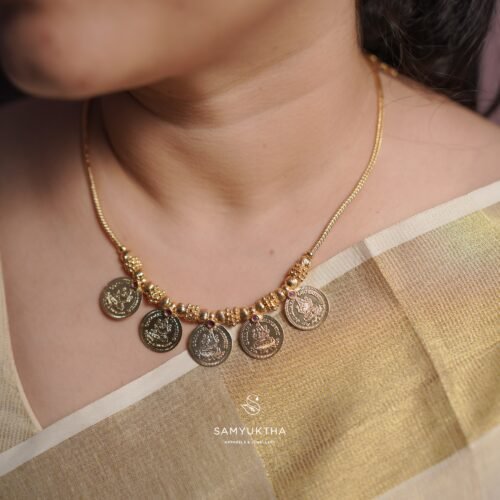 Traditional gold plated Lakshmi coin neckpiece