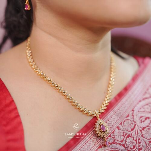 Premium Gold-Tone (AD) and Ruby Necklace Set