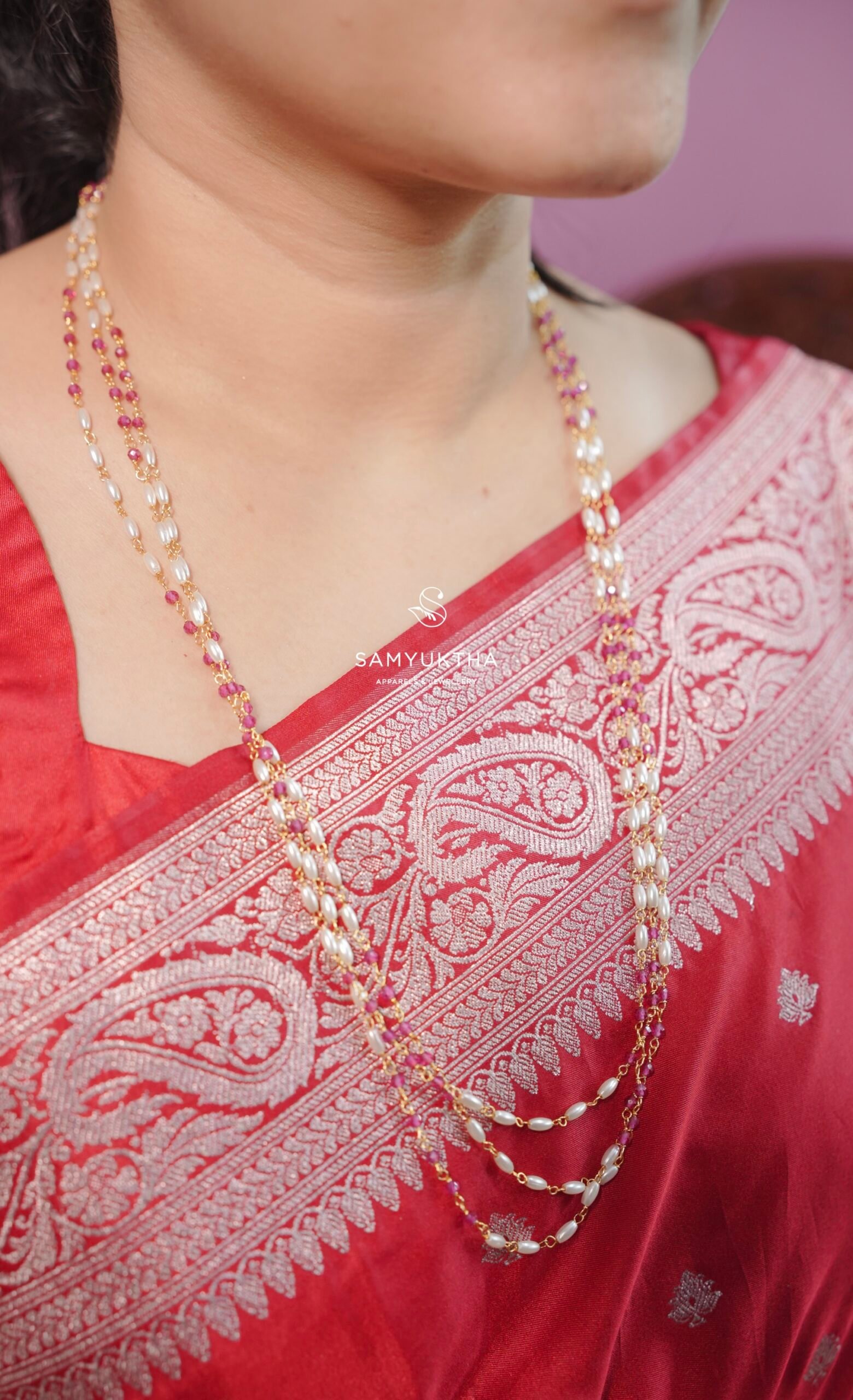 traditional multi-layered long necklace
