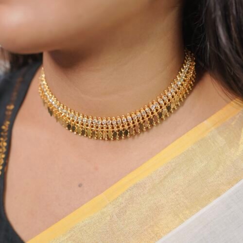 Premium white stone Elakathali necklace set