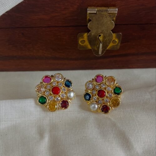 Navaratna stud earrings