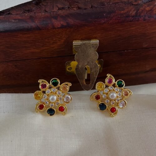 Navaratna stud earrings
