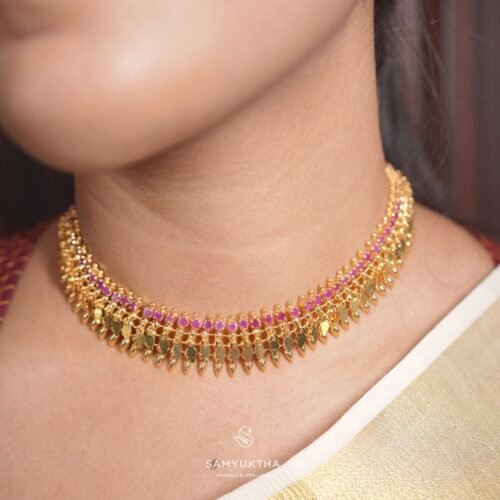 Ruby stone premium Elakathali necklace set