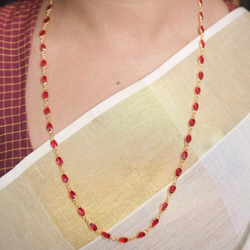 Minimalist bezel-set gemstone long chains
