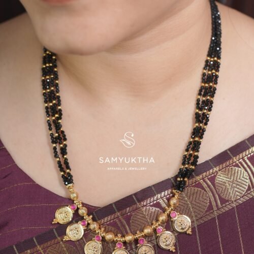 multi-strand black bead necklace