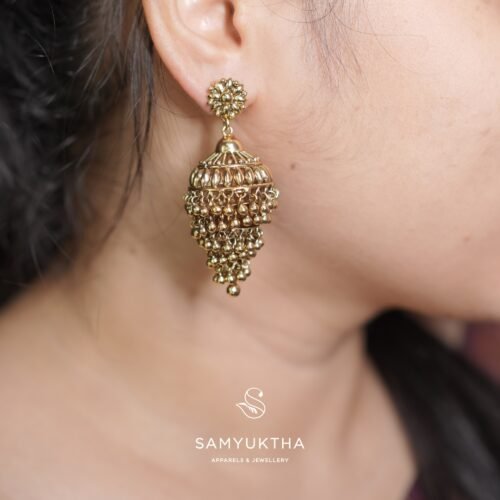 Mehendi tone layered Jhumka earrings