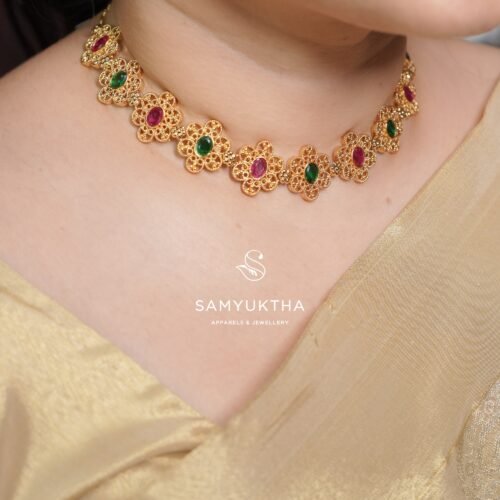 Multi-Stone Antique gold replica Choker Set