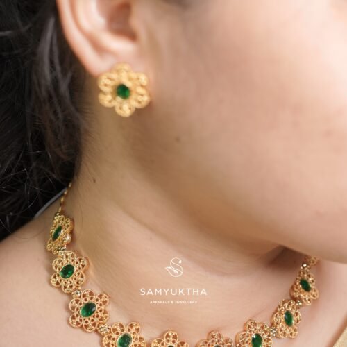 Gold replica choker necklace set 