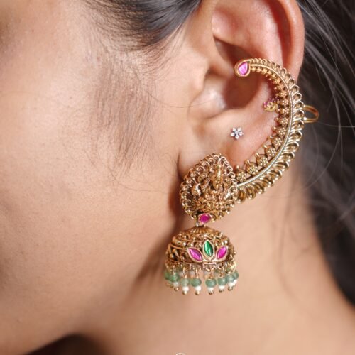 Antique Gold Ear Cuff Jhumka